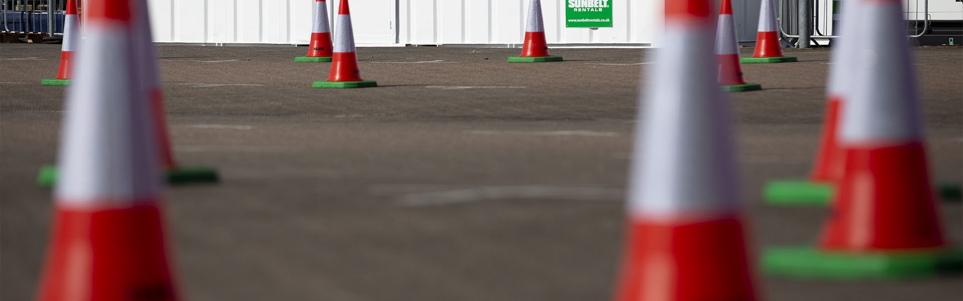 Traffic cones laid out