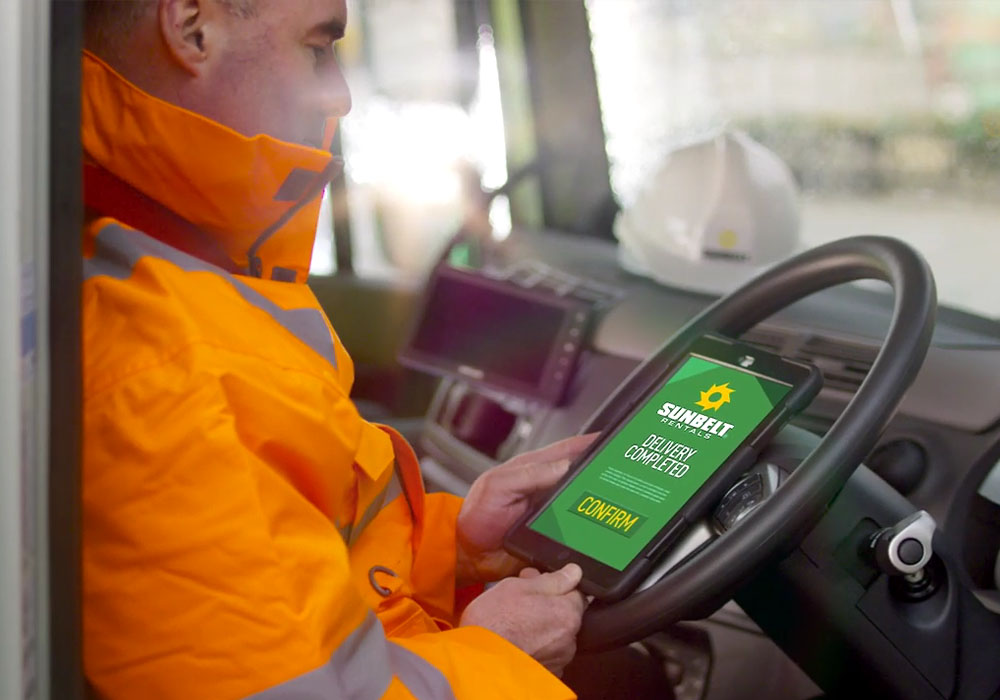Driver sat in cab